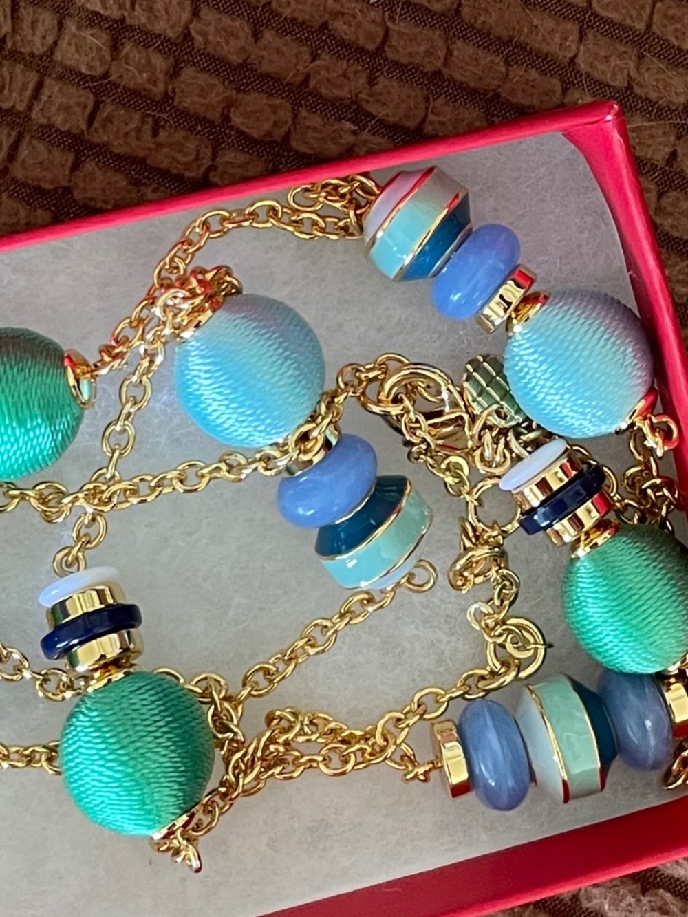 NWOT: Beautiful Talbots Blue and Green Bead long strand necklace